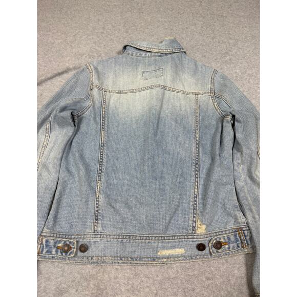 Y2K Hollister Junior Womens Size L Distressed Denim Jacket HCO Surf - Picture 9 of 10